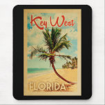 Key West Florida Palm Tree Beach Vintage Travel Mouse Pad<br><div class="desc">Key West Florida design in Vintage Travel style featuring a palm tree on the beach with ocean and sky.</div>