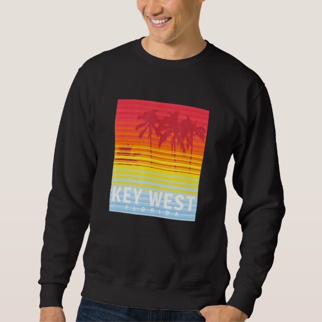 Key West Florida Retro Sunset Palm Trees Sweatshirt (Front)