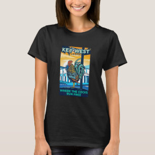 Key West Florida Rooster Funny Where The Chicken R T-Shirt