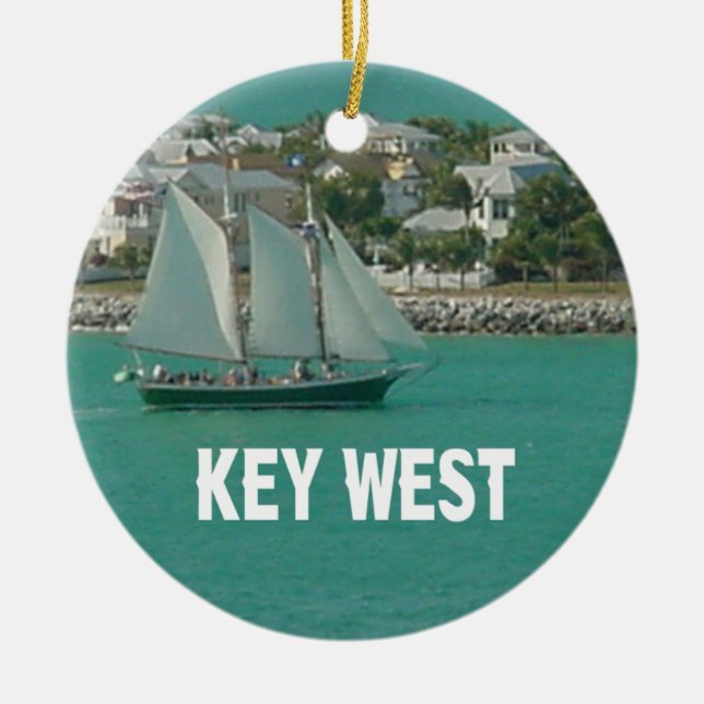 Key West Florida sailboat Ceramic Ornament (Front)