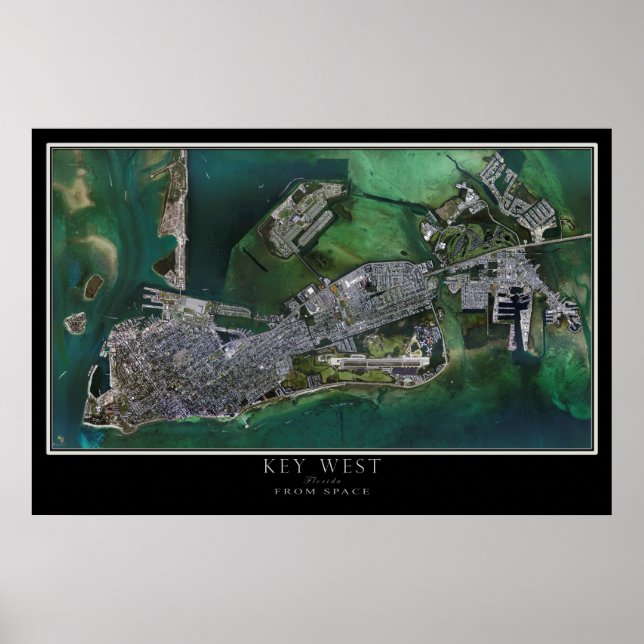 Key West Florida Satellite Poster Map (Front)