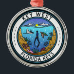 Key West Florida Scuba Retro Emblem Metal Ornament<br><div class="desc">Key West vector art design. Key West,  a U.S. island city,  is part of the Florida Keys archipelago.</div>