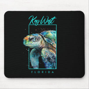 Key West Florida Souvenir Watercolor Sea Turtle Po Mouse Pad