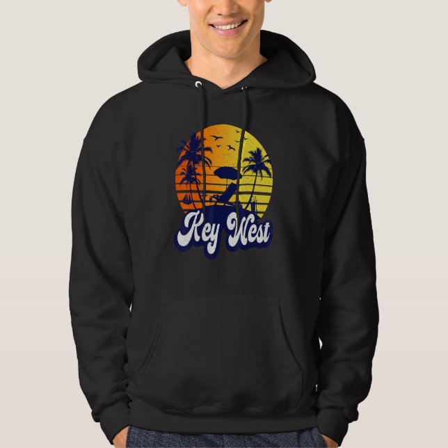 Key West Florida Sunset Beach Retro Hoodie (Front)