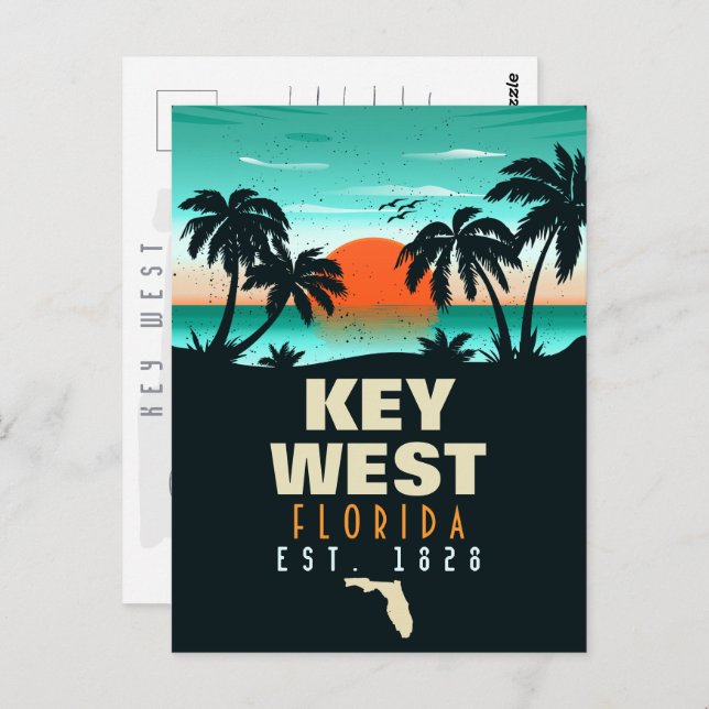 key west Florida Sunset Vacation Souvenirs 80s Postcard (Front/Back)