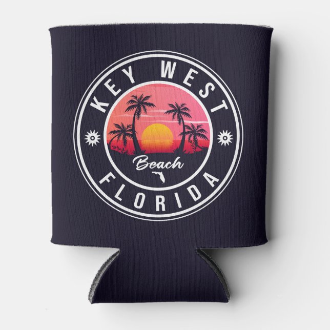 key west Florida Sunset Vacation Souvenirs Can Cooler (Front)