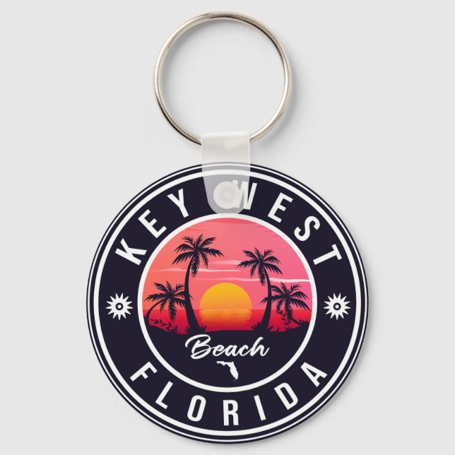 key west Florida Sunset Vacation Souvenirs Keychain (Front)