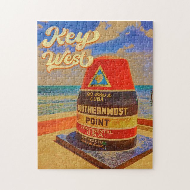 key west Florida Sunset Vacation Souvenirs Vintage Jigsaw Puzzle (Vertical)