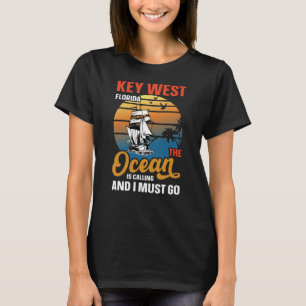 Key West Florida the Ocean Is Calling Retro T-Shirt
