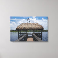Key West Florida Tiki Hut Wrapped Canvas Photo Art