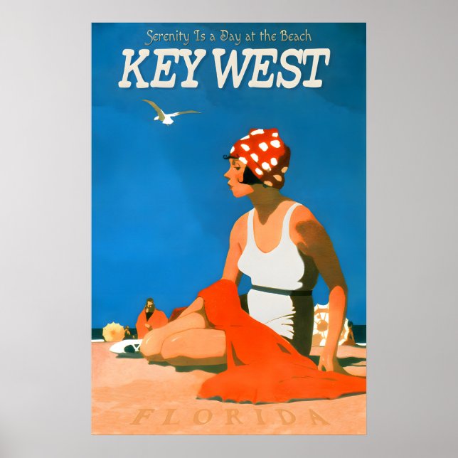 Key West Florida Travel Repro Poster Beach Retro (Devant)