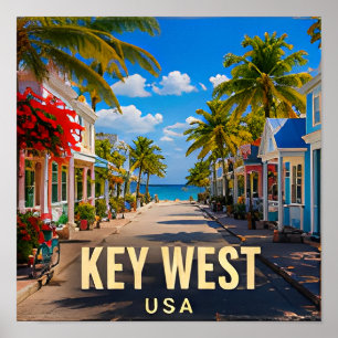 Key West Florida Tropical Street Travel Souvenir Poster