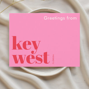 Key West Florida typographic pink  Postcard