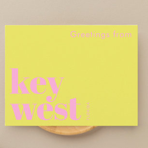 Key West Florida typographic yellow Postcard