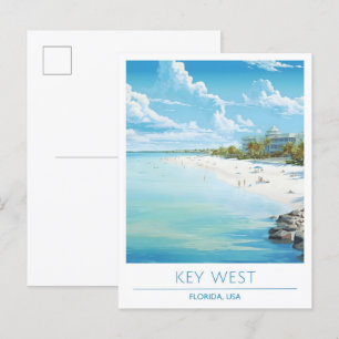 Key West Florida USA Art Vintage Travel  Postcard