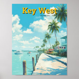 Key West Florida USA Art Vintage Travel  Poster
