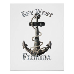 Key West Florida Vacation Nautical Anchor Sailing Poster