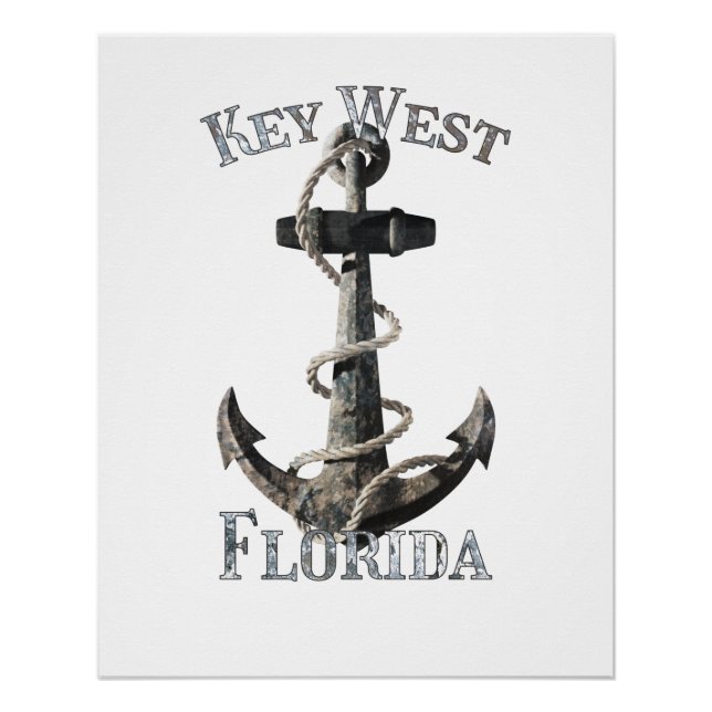 Key West Florida Vacation Nautical Anchor Sailing Poster (Front)
