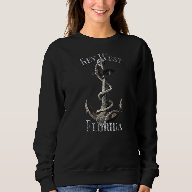 Key West Florida Vacation Nautical Anchor Sailing Sweatshirt (Front)