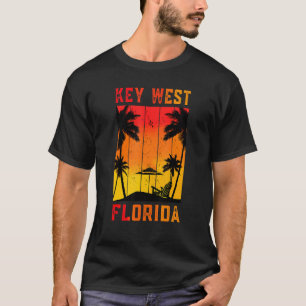 Key West Florida Vacation Retro Sunset Tropical Su T-Shirt