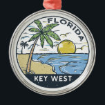 Key West Florida Vintage Emblem Metal Ornament<br><div class="desc">Key West vector art design. Key West,  a U.S. island city,  is part of the Florida Keys archipelago.</div>