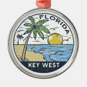 Key West Florida Vintage Emblem Metal Ornament