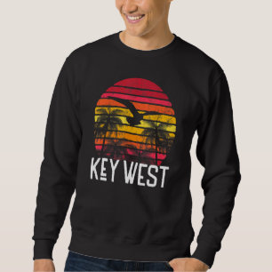 Key West Florida Vintage Retro Beach Palm Tree Sur Sweatshirt