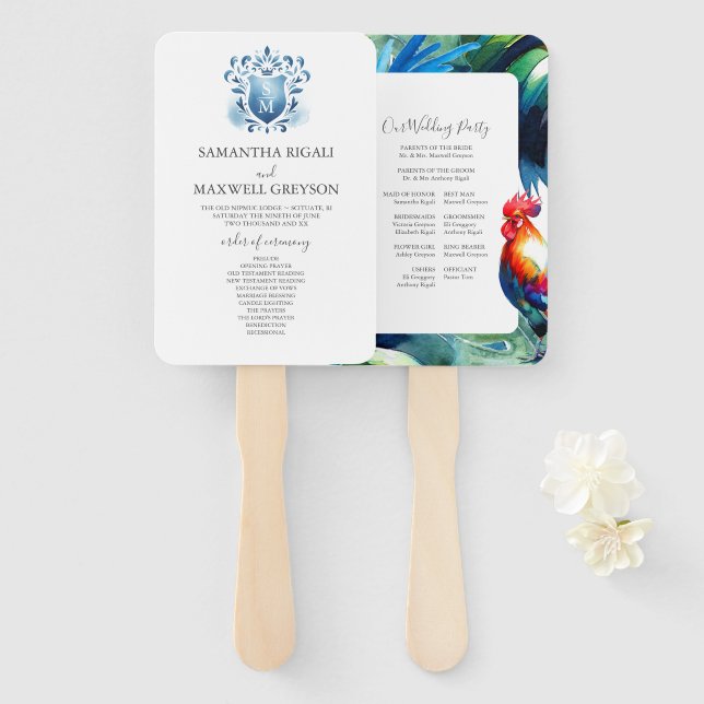 Key West Florida Wedding Program Hand Fan (Front and Back)