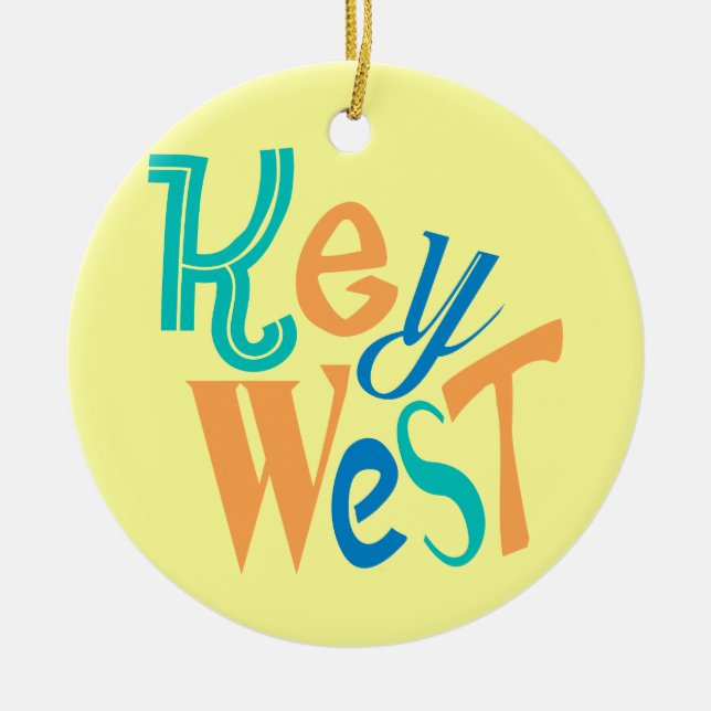 Key West fun typographic design Ceramic Ornament (Front)