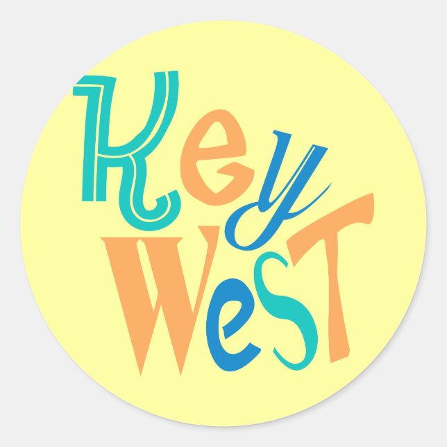 Key West fun typographic design Classic Round Sticker (Front)