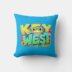 Key West Gecko Florida Throw Pillow
