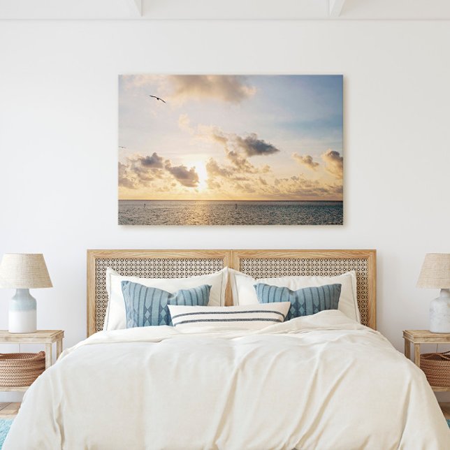 Key West Golden Sunset with Bird Flying Canvas Print (Creator Uploaded)