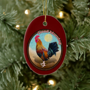Key West - Gypsy Rooster Good Morning Vintage Oval Ceramic Ornament
