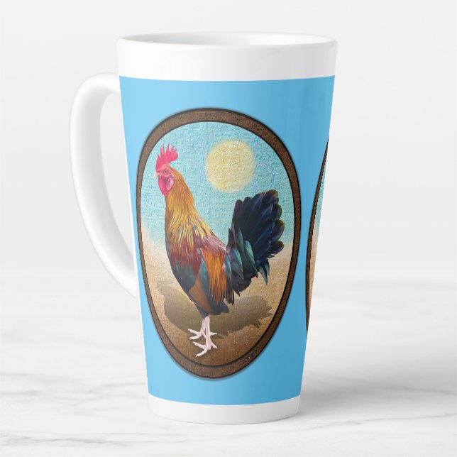 Key West - Gypsy Rooster Vintage Oval Latte Mug (Left Angle)