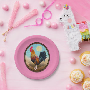 Key West - Gypsy Rooster Vintage Oval Paper Plate