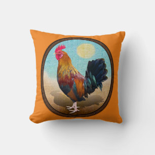 Key West - Gypsy Rooster Vintage Oval Throw Pillow
