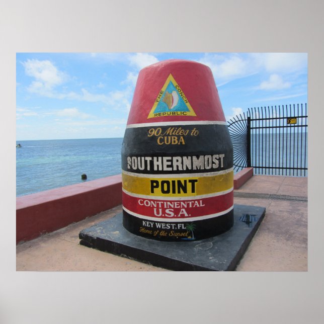 Key West Historic Southernmost Point Buoy Poster (Front)