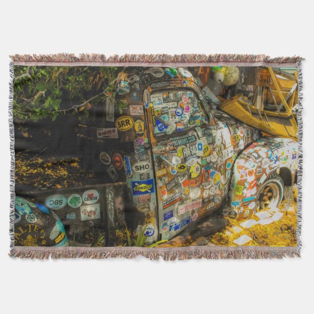 Key West is Art, Old Pickup Truck Throw Blanket (Front)