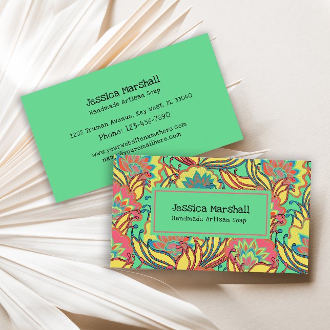 Key West Island Tropical Floral Artisan Business Card (Creator Uploaded)