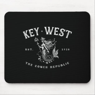 Key West Mermaid Conch Republic Vintage Scuby Fish Mouse Pad