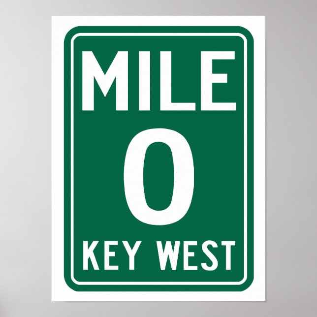 Key West Mile 0, Florida USA Poster (Front)