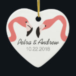 Key West Modern Whimsy Couple's Ceramic Ornament<br><div class="desc">This couple's ornament has been designed to coordinate with the "Key West Modern Whimsy" wedding collection. It features a pair of pink flamingos with the bride and groom's name and wedding date on both sides. This is a thoughtful gift for newlyweds,  engagements,  anniversaries and other special occasions.</div>