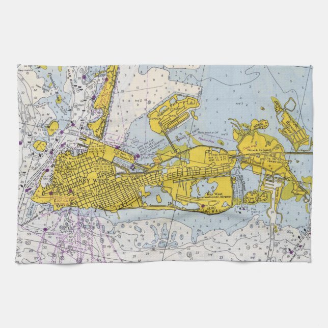 Key West Nautical Chart Map Kitchen Towel (Horizontal)