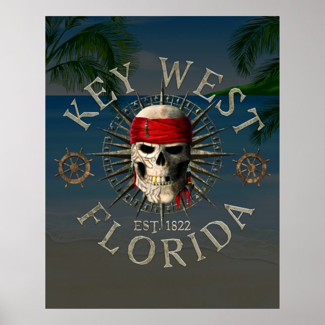 Key West Pirate Skull Poster (Front)