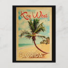 Key West Postcard Florida Palm Tree Beach Vintage