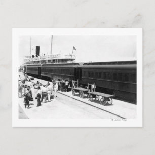 Key West Railroad Station loading Ship from Cuba Postcard