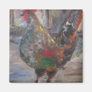 Key West Rooster Painting on a magnet