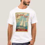Key West Sailboat Vintage Travel Florida T-Shirt<br><div class="desc">This Greetings From Key West Florida vintage travel nautical design features a boat sailing on the water with seagulls and a blue sky filled with gorgeous puffy white clouds.</div>