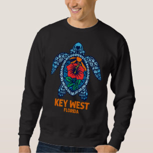 Key West Sea Turtle Florida Turtle Hibiscus Flower Sweatshirt