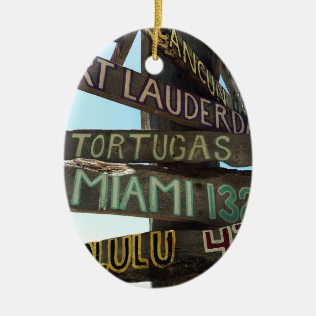 Key West Signs Ceramic Ornament (Front)